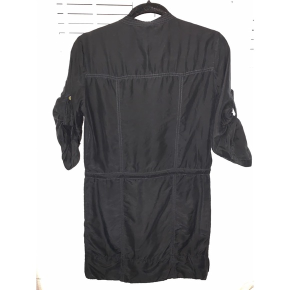 Michael Kors 100% Silk Black Safari Dress military Zara revolve Miss Lola Chicos - Picture 6 of 7